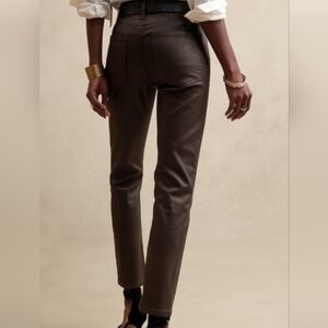 Banana Republic Women's Dark Brown Coated High Rise Slim Jeans Size 8